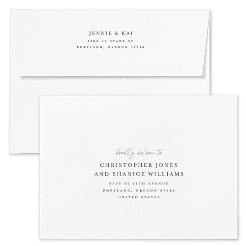 Simple Pampas Save The Date Card Envelopes Dusty Blue White Both Recipient and Return Addresses Signature Standard