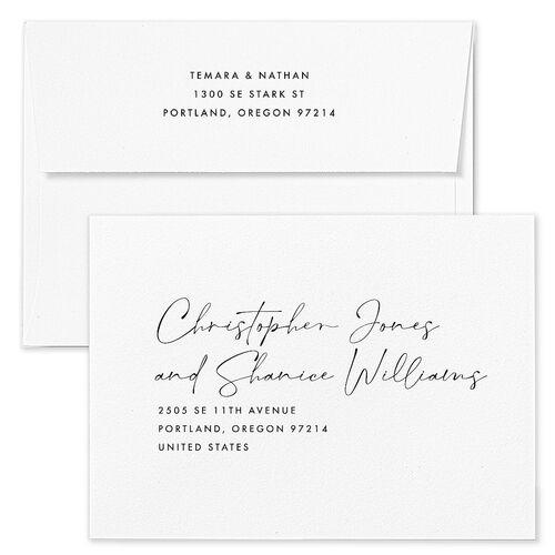 Hawaii Palm Trees Bridal Shower Invitation Envelopes White Sheer Lilac Both Recipient and Return Addresses Signature Standard