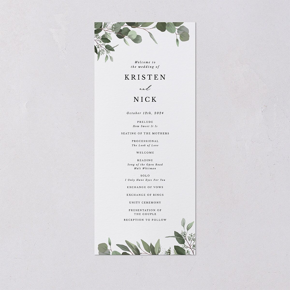 Eucalyptus Frame Wedding Programs — view 1