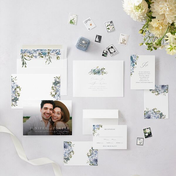 Garden Arch Save The Date Cards Navy Signature smooth Blank No Standard