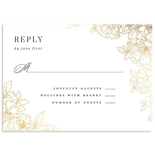 Gilded Florals Wedding Response Cards Gold Charcoal Signature Standard