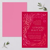 Chinese Phoenix Fenghuang Wedding Invitations Rose Pink Signature Blank No Standard