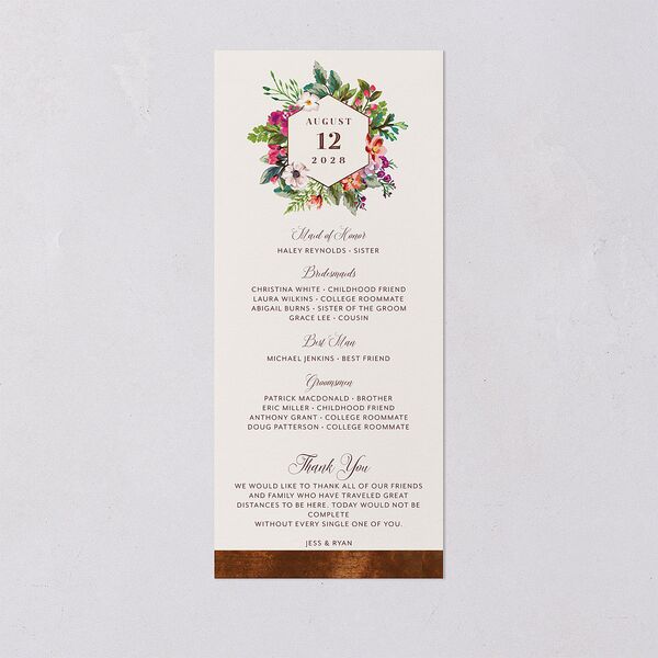 Bronze Floral Frame Wedding Programs Ivory Signature