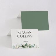 Timeless Floral Hoop Foil Place Cards Gold Pure White Signature