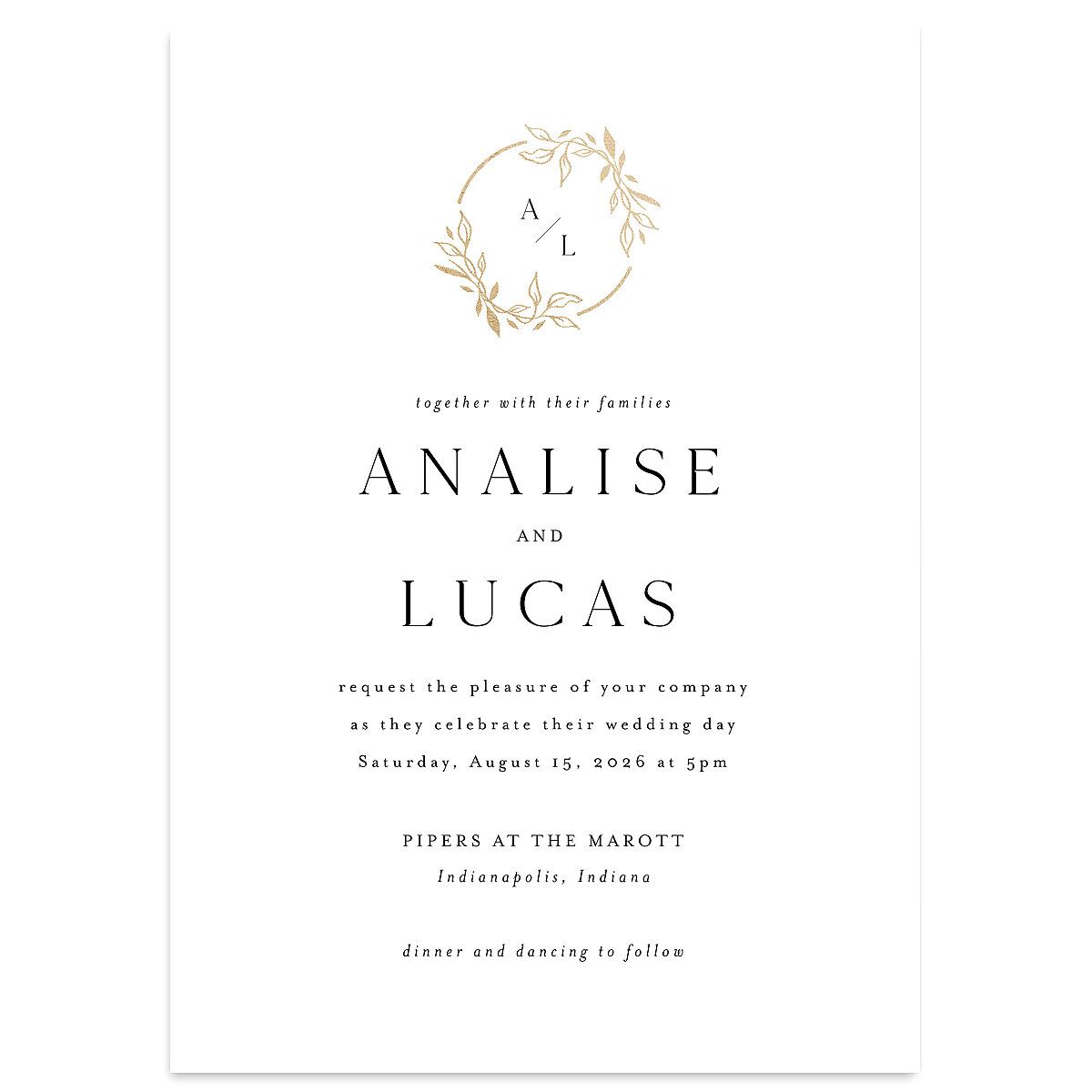 Monogram Leaves Wedding Invitations