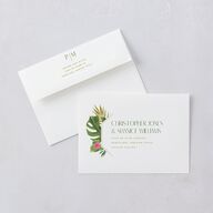 Hawaiian Tropical Monstera Frame Save the Date Cards Scottish Green Signature smooth Blank No Standard