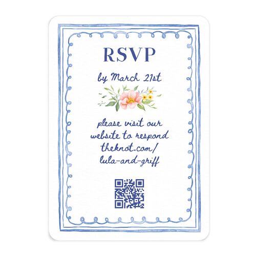 Countryside Crest QR Code RSVP Cards Royal Blue Signature Rounded