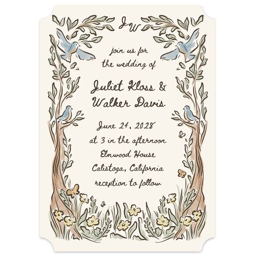 Watercolor Fairytale Trees Wedding Invitations Slate Signature Blank No Ticket