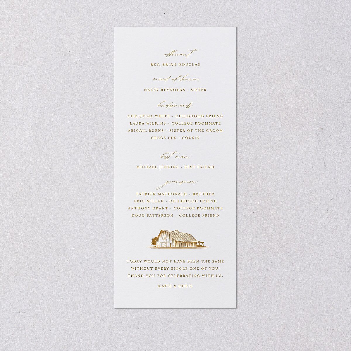 Classic Landscape Wedding Programs Marigold Signature