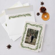 Rustic Garland Newlyweds First Christmas Holiday Cards Linen Signature Blank Standard