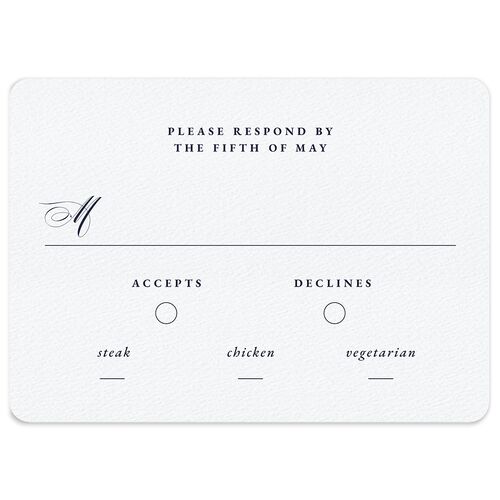 Opulent Garden Foil Wedding Response Cards Rose Gold Navy Signature Rounded