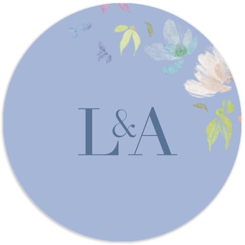 Floral Appliqué Wedding Stickers Slate Circle