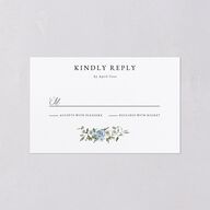 Floral Monogram All-in-One Wedding Invitations Dusty Blue Signature Light Both Recipient and Return Addresses No