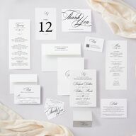 Vintage Flourish Wedding Invitations Pure White Signature Blank No Standard