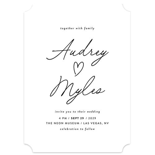 Elegant Heart Wedding Invitations Pure White Signature Blank No Ticket