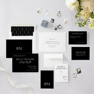Modern Contrast Wedding Invitations Midnight Signature Blank No Standard