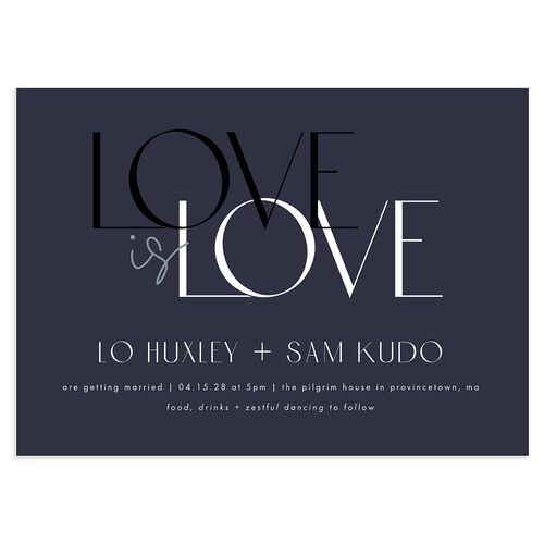 Love is Love Wedding Invitations Dark Navy Signature Blank No Standard