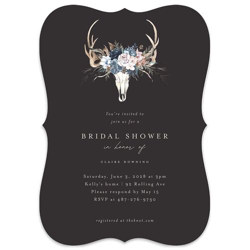 Gothic Antlers Bridal Shower Invitations Slate Signature Blank Bracket
