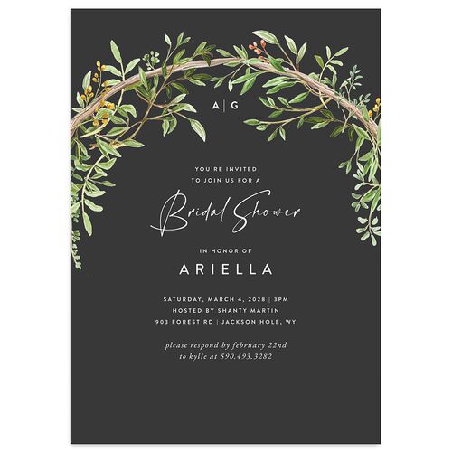 Rustic Arch Bridal Shower Invitations Charcoal Signature Blank Standard