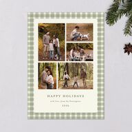 Holiday Buffalo Check Holiday Cards Moss Signature Blank Standard