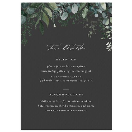 Gorgeous Greenery Wedding Event Detail Cards Charcoal Signature Standard