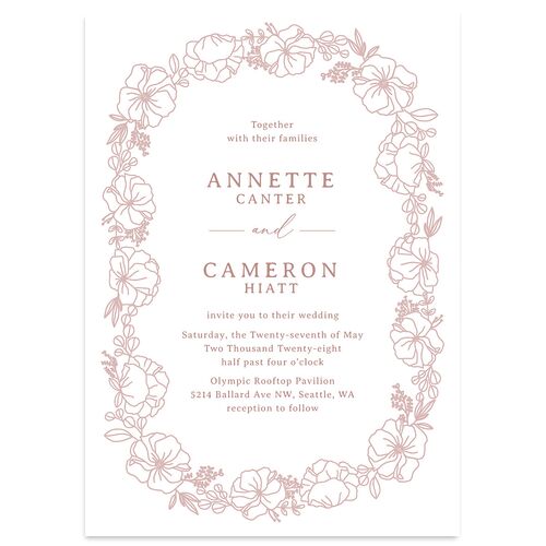 Floral Border Wedding Invitations Desert Rose Signature Blank No