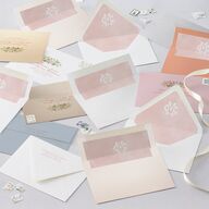 Maximalist Floral Crest Wedding Invitations Pink Cotton Signature Blank No Standard