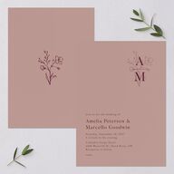 Rustic Monogram Wedding Invitations Dusty Rose Signature Blank No Standard