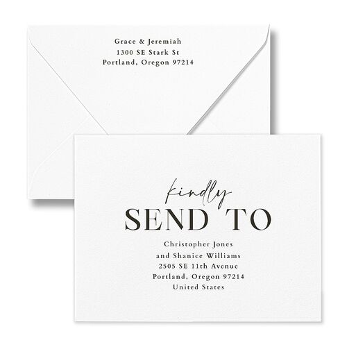 Foundation Save the Date Magnet Euro Envelopes White Pure White Both Recipient and Return Addresses Luxe Signature