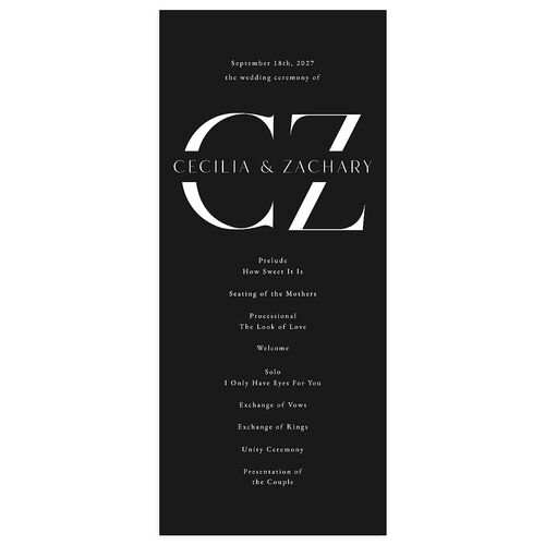 Simple Modern Monogram Wedding Programs Charcoal Signature
