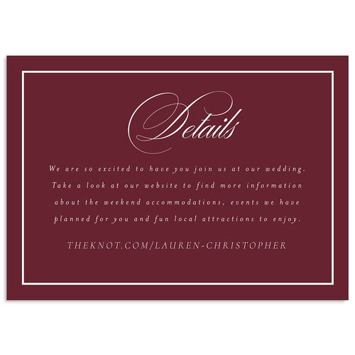 Lasting Frame Wedding Event Detail Cards Merlot Signature Standard
