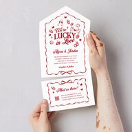 Hand Drawn Las Vegas Hearts All-in-One Wedding Invitations Ruby Signature Light Both Recipient and Return Addresses No