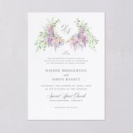 Formal Wisteria Garden Crest Wedding Invitations by Bridgerton Purple Haze Signature Blank No Standard