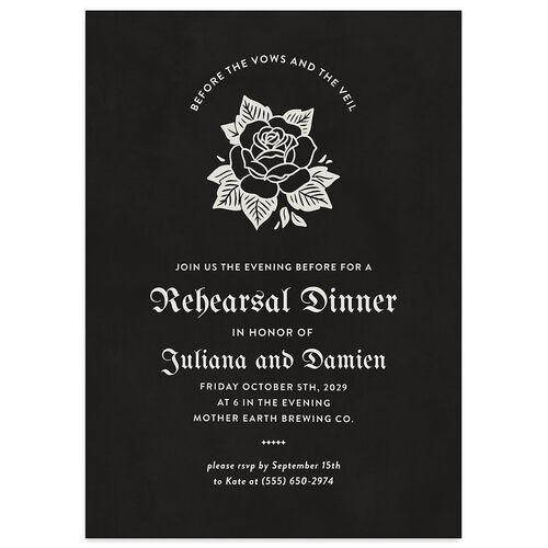 Moody Gothic Rose Rehearsal Dinner Invitations Midnight Signature Blank Standard