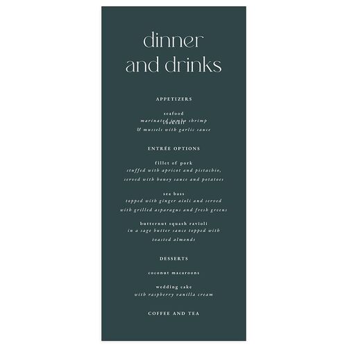 Striking Portrait Menus Dark Emerald Signature