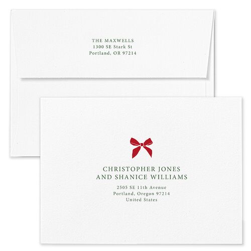Simple Frame Photo Accent Holiday Card Envelopes White Hunter Green Both Recipient and Return Addresses Standard Signature
