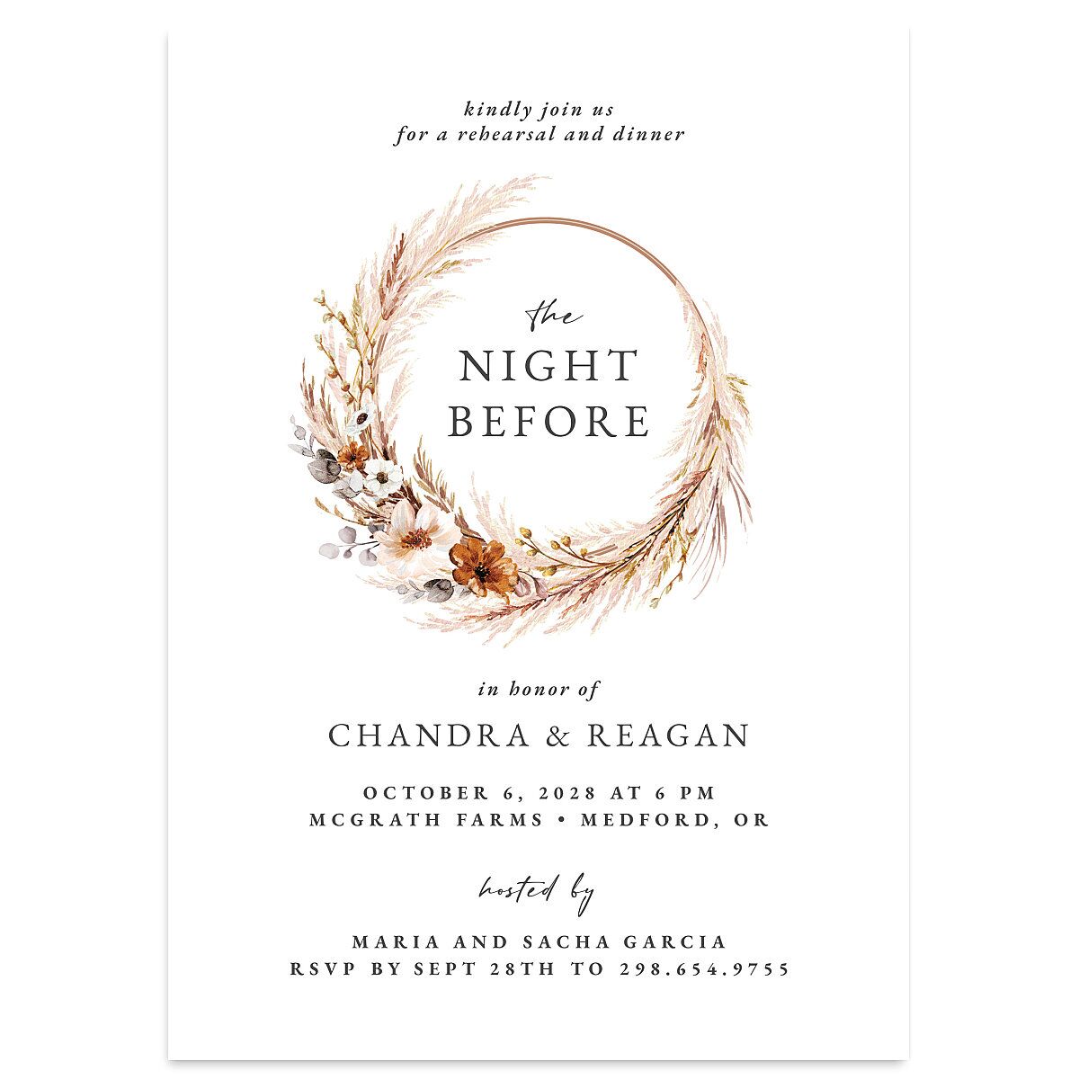 Bohemian Hoop Rehearsal Dinner Invitations