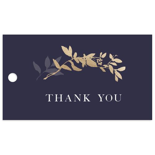 Shining Wreath Foil Favor Gift Tags Navy Gold Signature