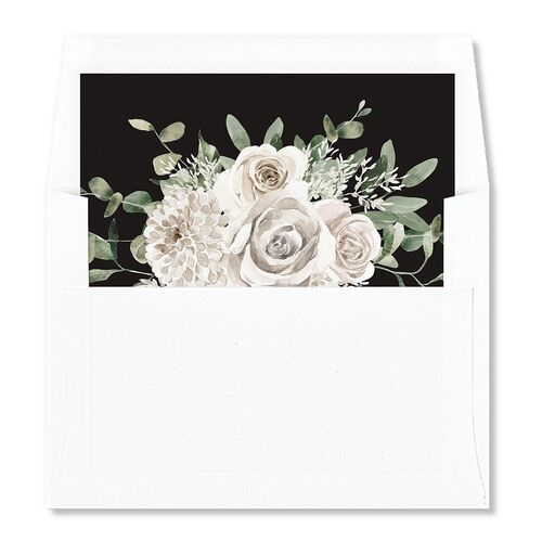 Floral Monogram Standard Envelope Liners Midnight Standard