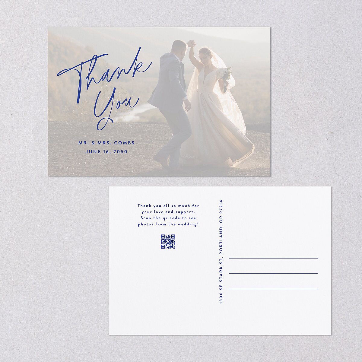 Vellum Illusion Photo Thank You Postcards Sapphire