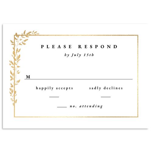 Delicate Frame Wedding Response Cards Gold Licorice Signature Standard