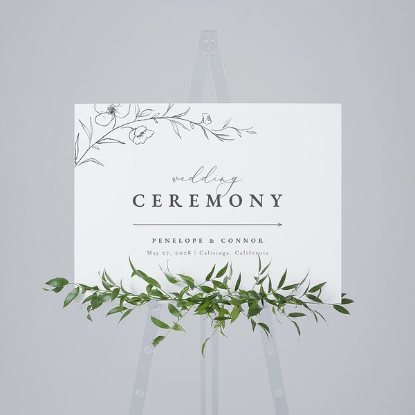 Graceful Botanical Standard Direction Sign Medium Shadow Gray Standard Indoor Foam Core M Direction