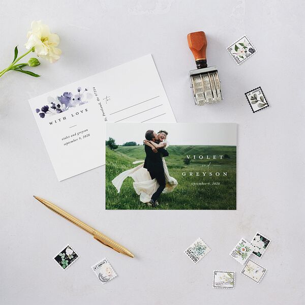 Ethereal Floral Thank You Postcards Sheer Lilac