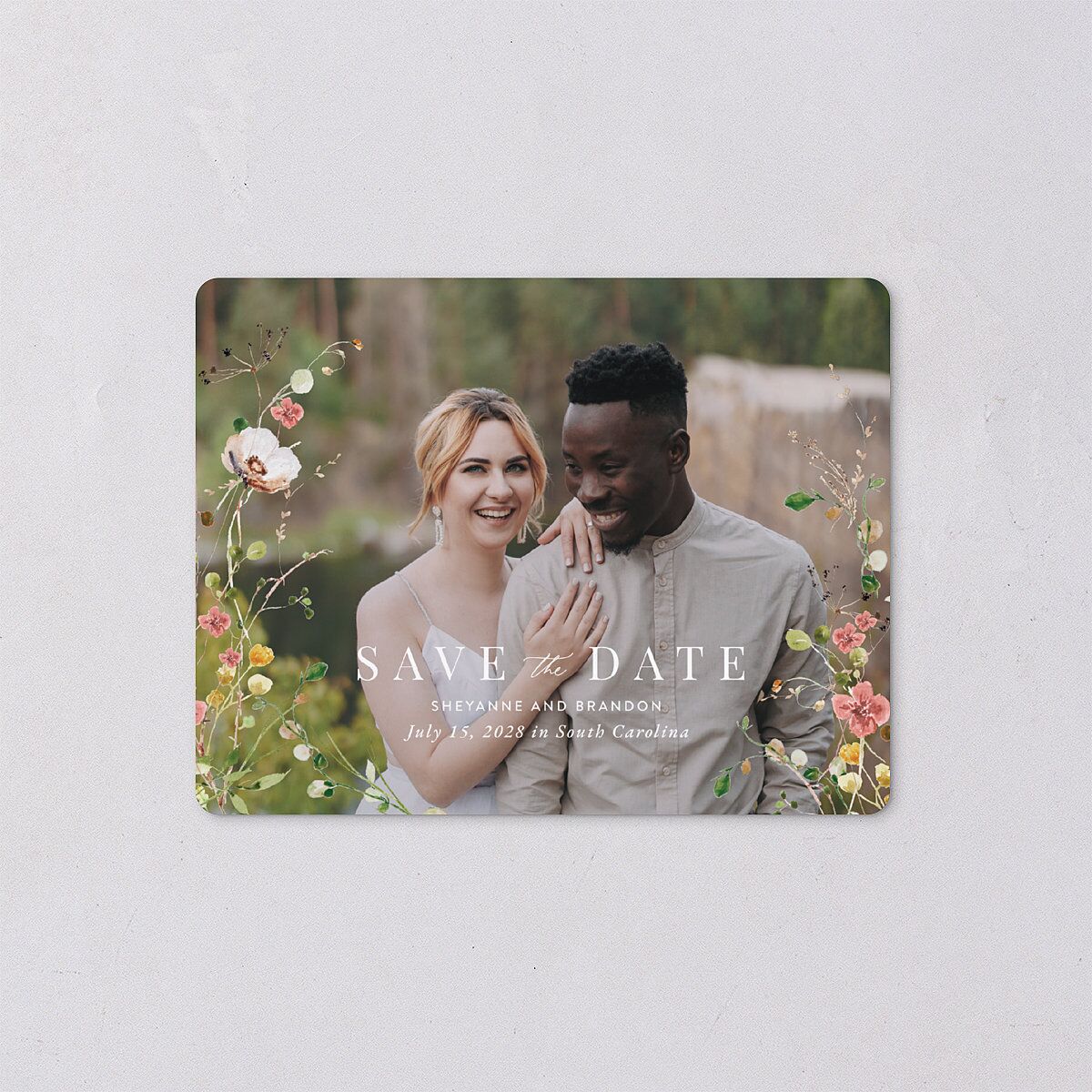 Wildflower Landscape Save The Date Magnets Peach Pink Magnet Paper