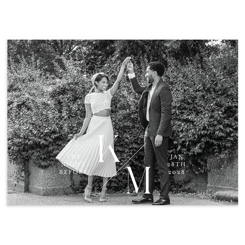 Monogram Slant Rehearsal Dinner Invitations Navy Signature Blank Standard