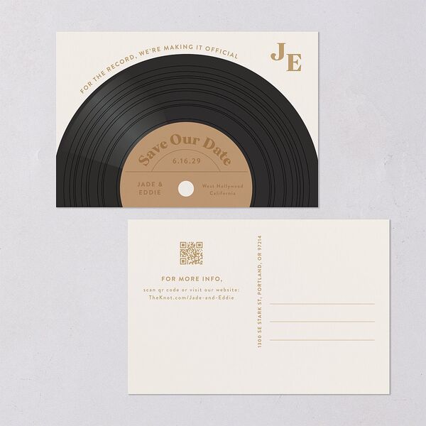 Music Lovers Save the Date Postcards Tan