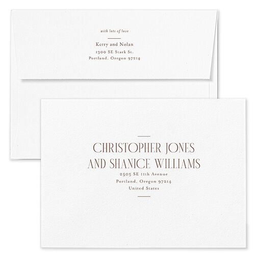 Cosmopolitan Rehearsal Dinner Invitation Envelopes Rose Sepia Return Address Signature Standard