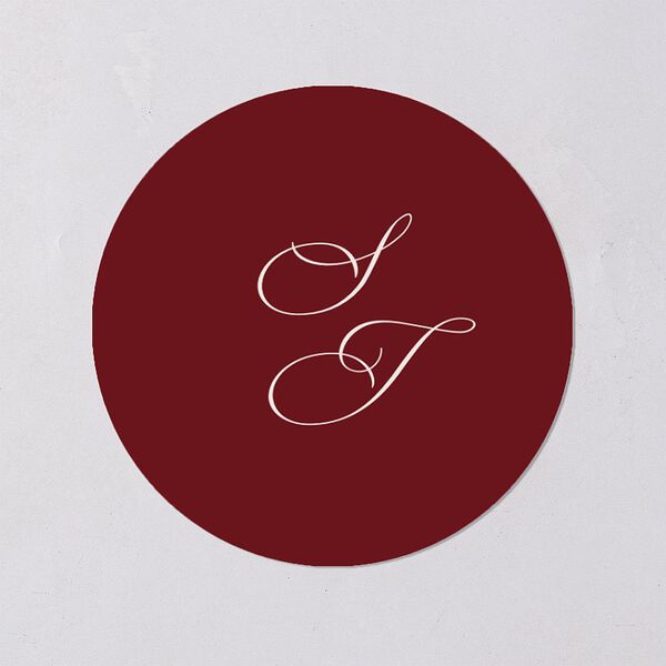 Simple Rustic Fall Leaf Wedding Stickers Maroon Circle