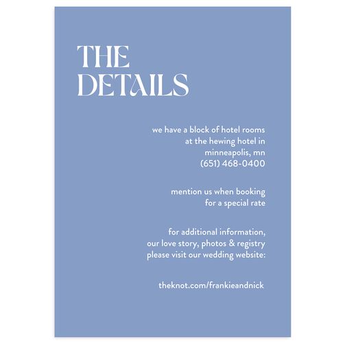 Checked Wedding Event Detail Cards Baby Blue Signature Standard
