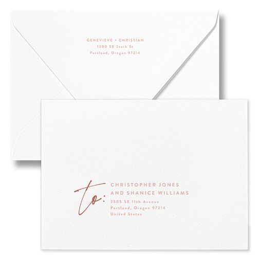 Written Names Wedding Invitation Euro Envelopes Blossom White Recipient Address Luxe Signature